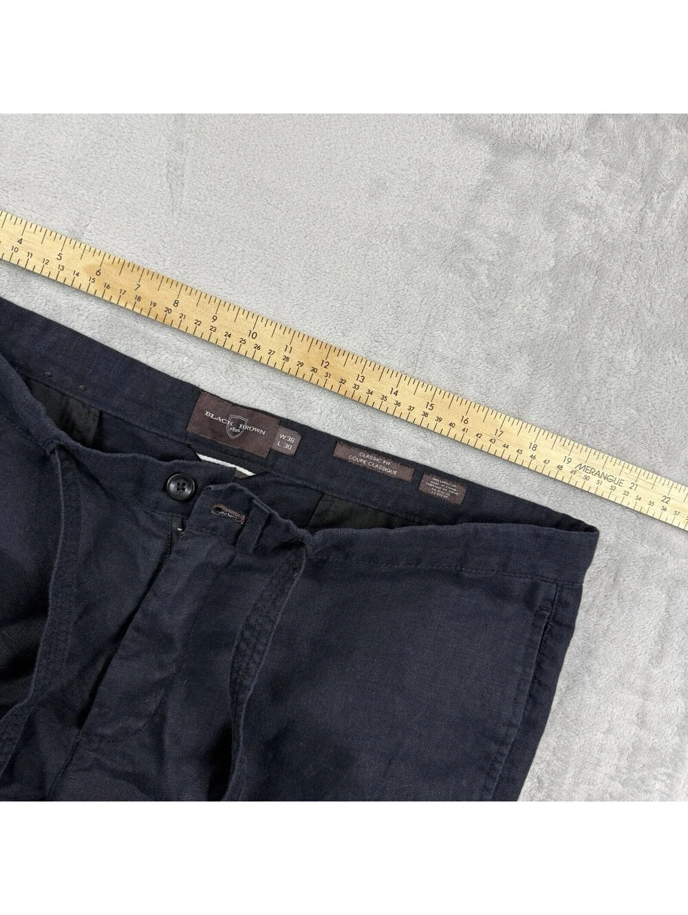 Black Brown 1826 100% Linen Drawstring Pants Men's 38x30 Casual Beach Old Money